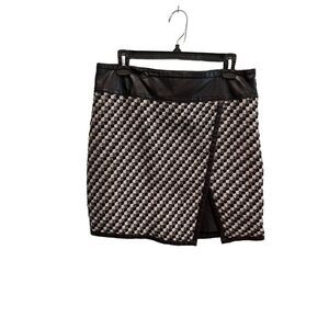 Ann Taylor faux wrap checked skirt with faux leather trim - 8